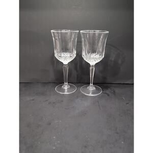 Cristal d'Arques Wine Glasses, 6.75" Longchamp , Vintage Glass Set of 2, Crystal